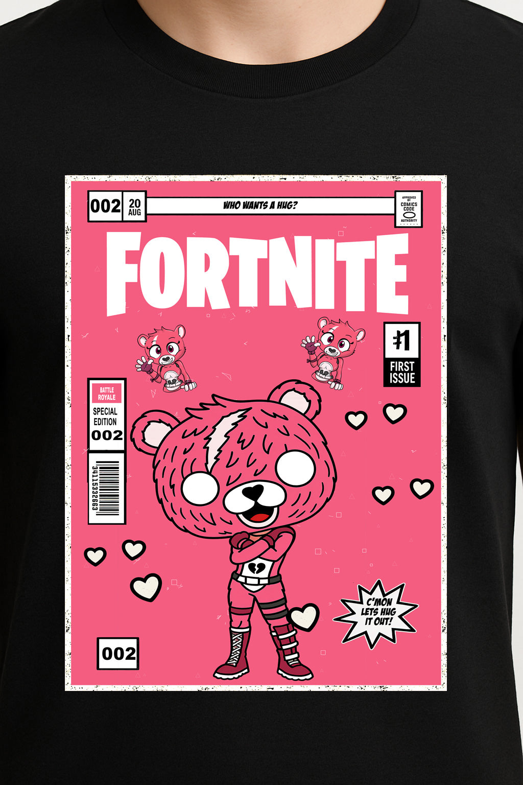 Fortnite Cuddle Team Leader Unisex T-Shirt – Pink Love Bear Battle Royale Gamer Tee