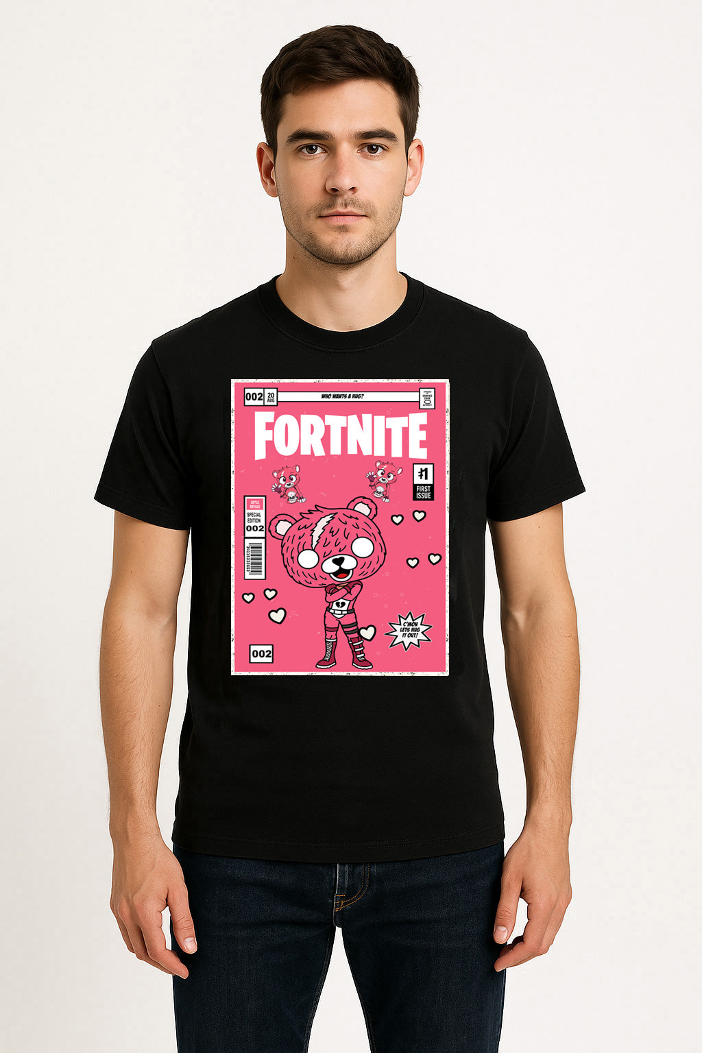 Fortnite Cuddle Team Leader Unisex T-Shirt – Pink Love Bear Battle Royale Gamer Tee