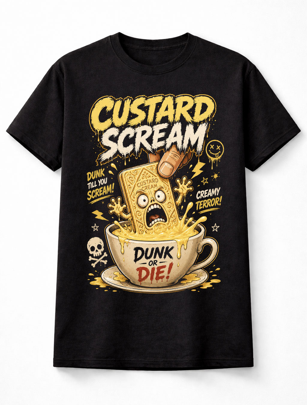 Custard Scream Biscuit Custard Cream Horror Coffee Graphic Unisex T-Shirt
