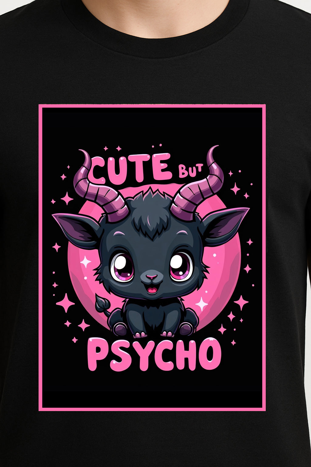 Cute But Psycho Unisex T-Shirt – Kawaii Dark Humor Goat Adorably Chaotic Graphic Tee
