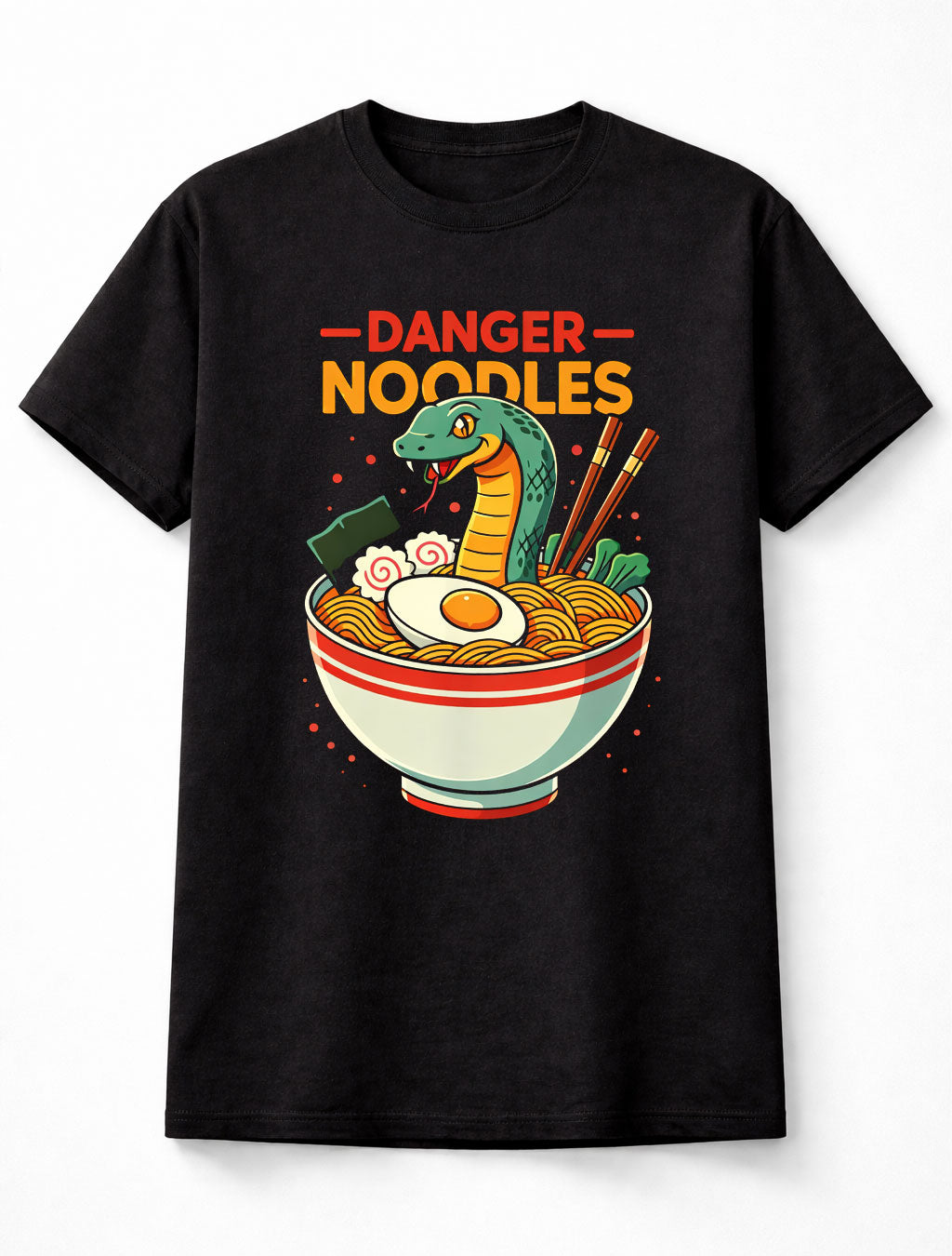 Danger Noodles Funny Snake Ramen Bowl Graphic Humor Tee Adults & Kids Unisex T-Shirt