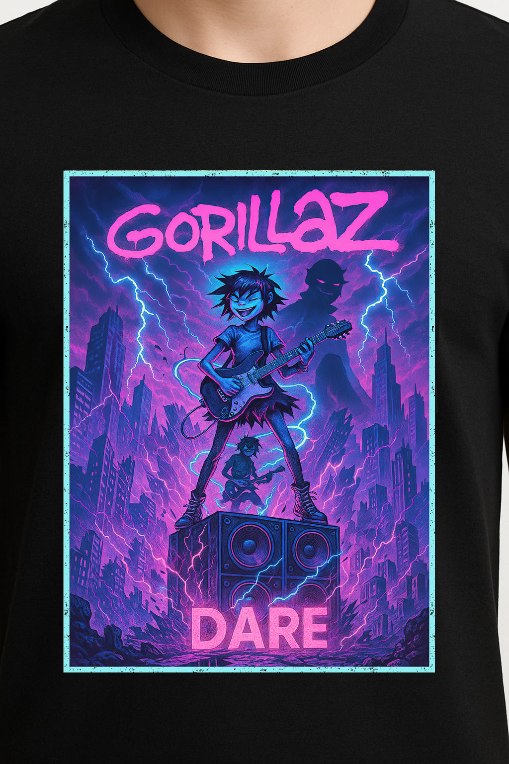Gorillaz “DARE” Unisex T-Shirt – Neon Comic Style Virtual Band Electro-Funk Classic Tee
