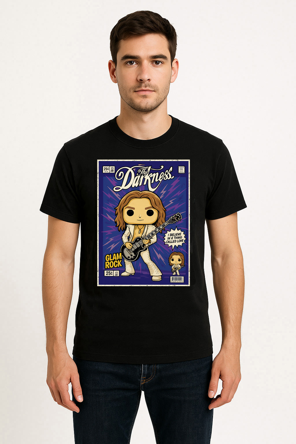 The Darkness I Believe in a Thing Called Love Glam Rock Funko Pop Style Unisex T-Shirt