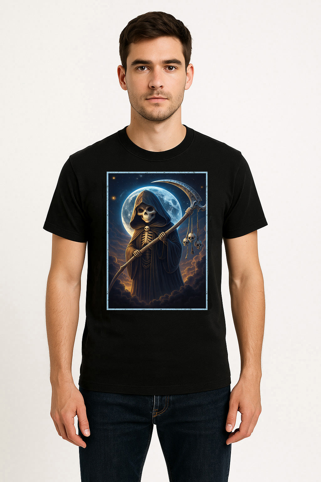 Grim Reaper Moon Unisex T-Shirt Death Scythe Gothic Horror Tee