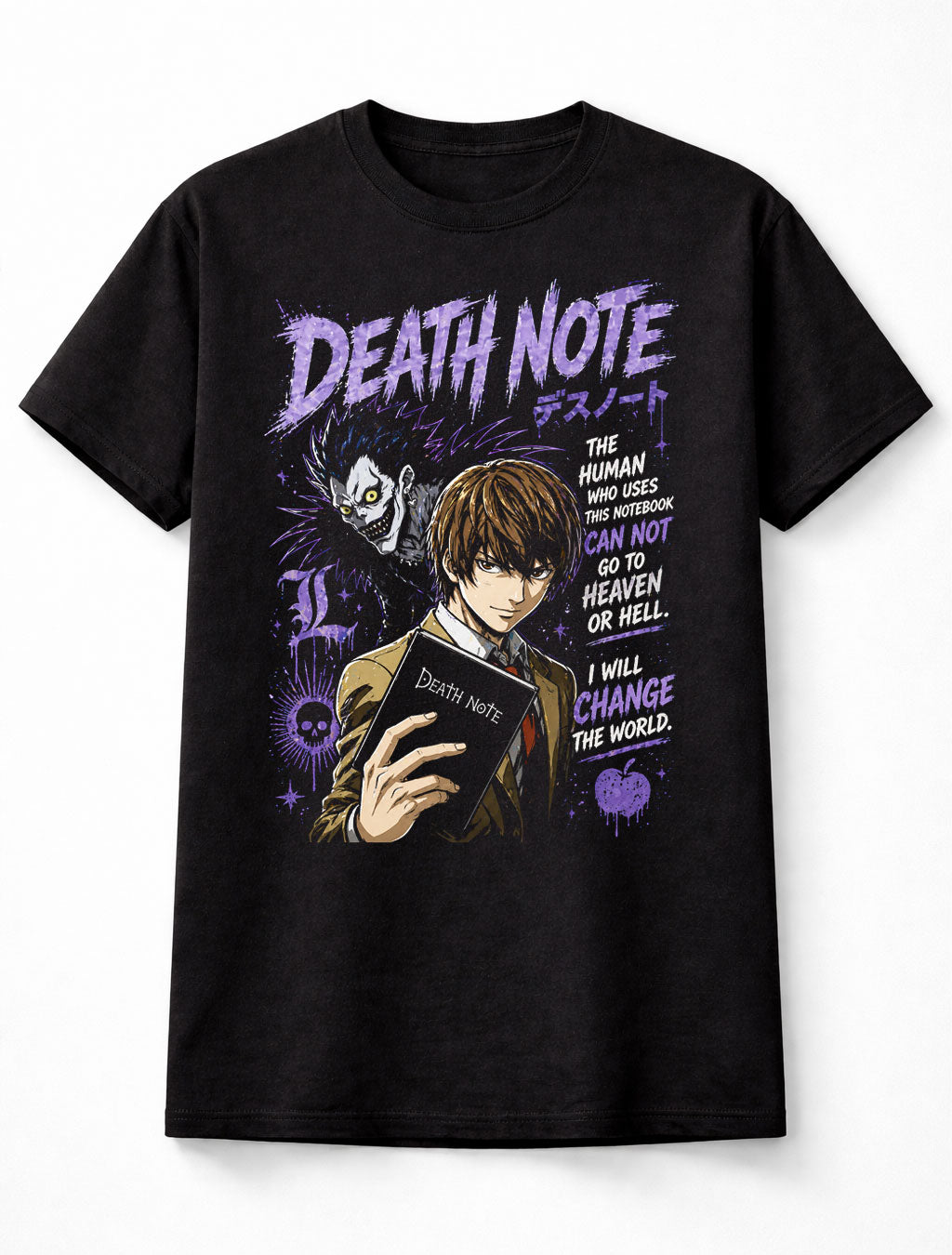 Death Note Anime Light Yagami Ryuk Graphic Cotton Blac Adults & Kids Unisex T-Shirt