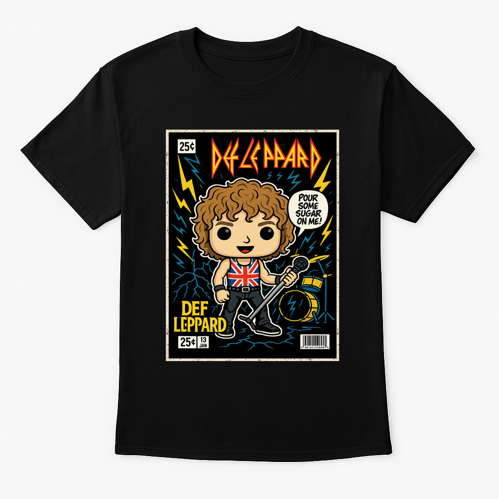 Def Leppard Pour Some Sugar on Me 80s Rock Funko Pop Style Unisex T-Shirt