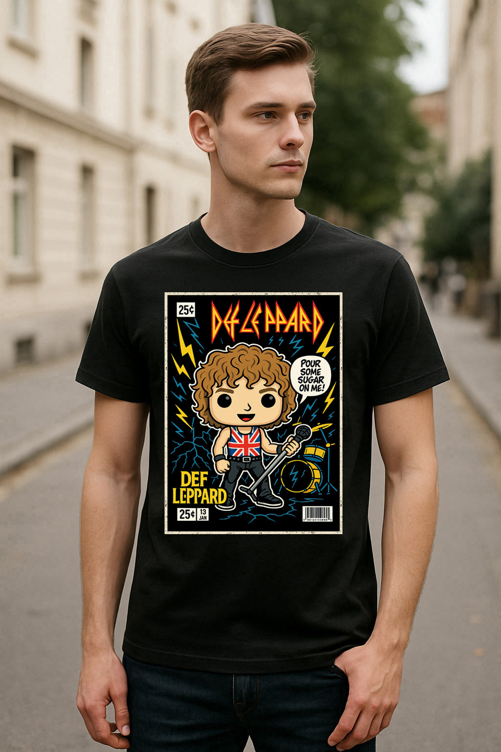 Def Leppard Pour Some Sugar on Me 80s Rock Funko Pop Style Unisex T-Shirt