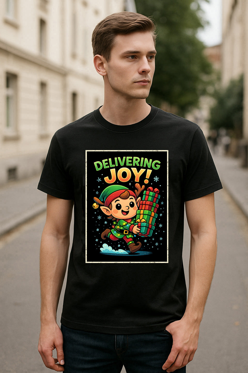 Delivering Joy Christmas Elf Unisex Christmas T-Shirt or Hoodie