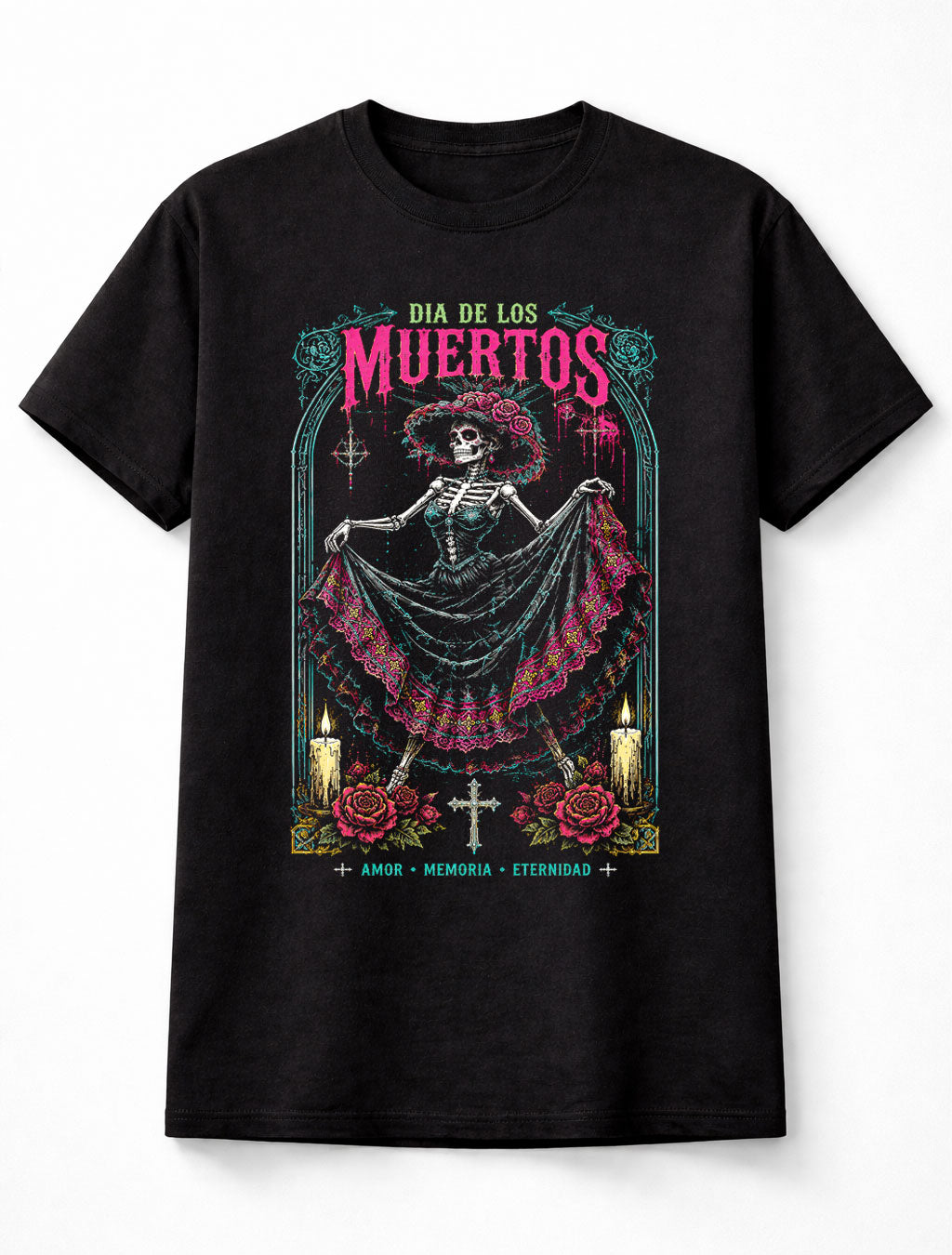 Dia de los Muertos Skeleton Dancer Sugar Skull Art Unisex T-Shirt