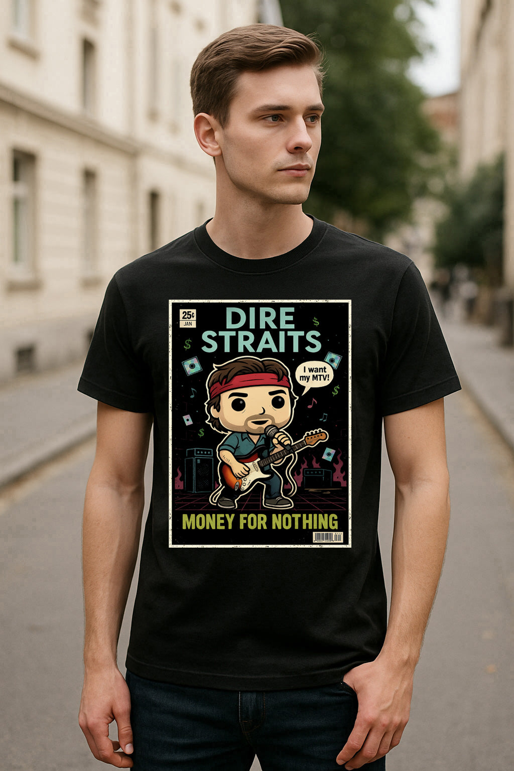 Dire Straits Sultans of Swing MTV Classic Rock Funko Pop Style Unisex T-Shirt