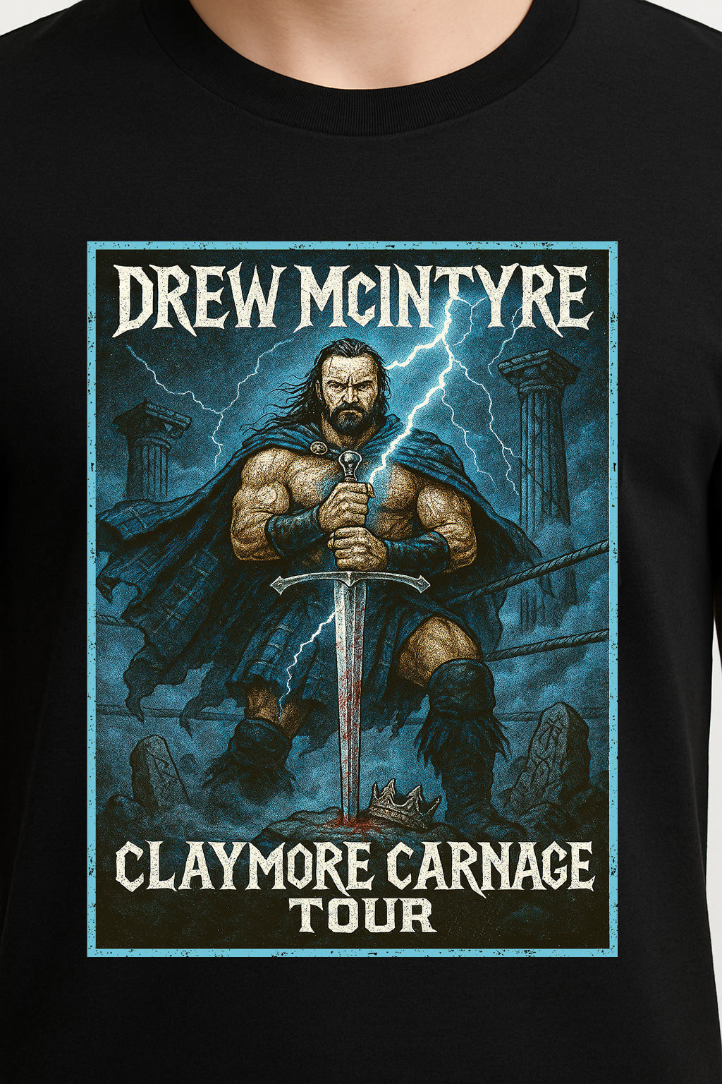 Drew McIntyre Claymore Carnage Tour Unisex T-Shirt – Scottish Warrior Retro Wrestling Tee