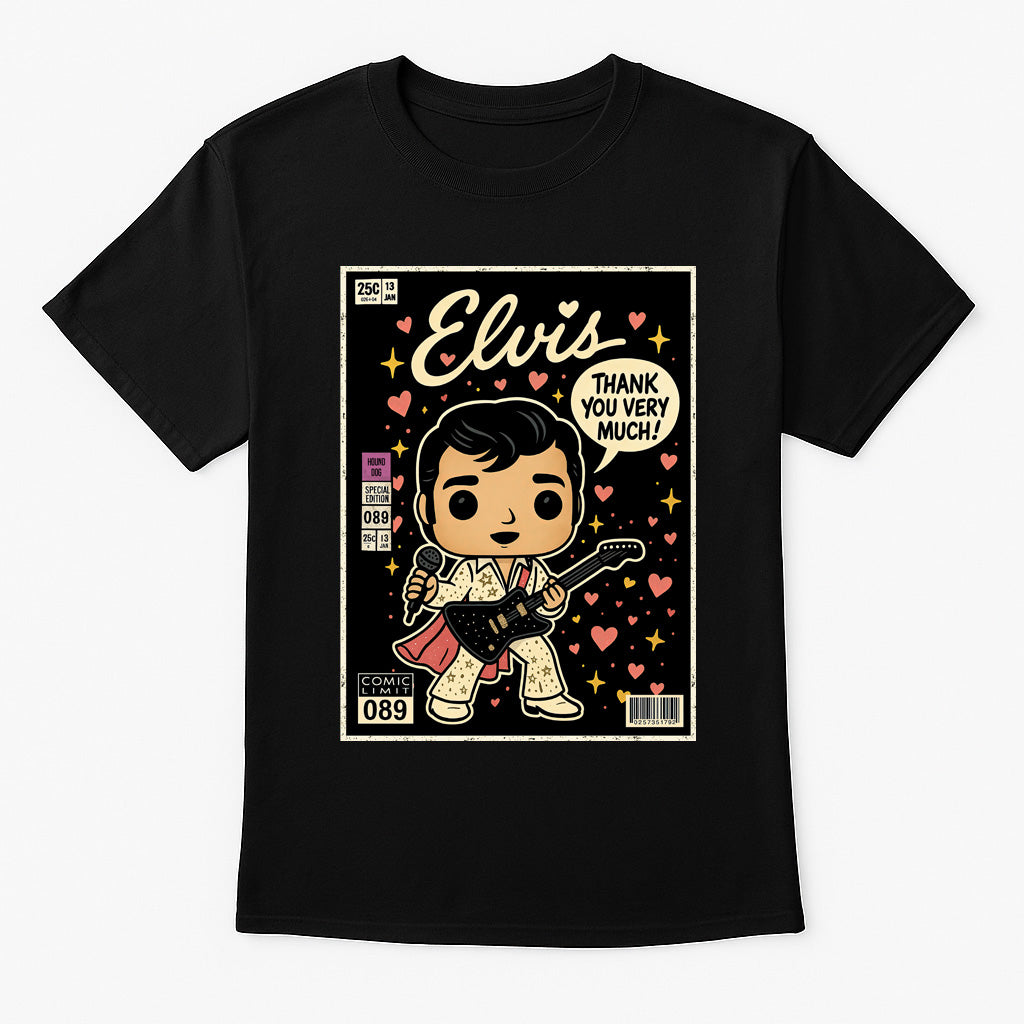 Elvis Presley Thank You Very Much Rock n Roll Funko Pop Style Unisex T-Shirt