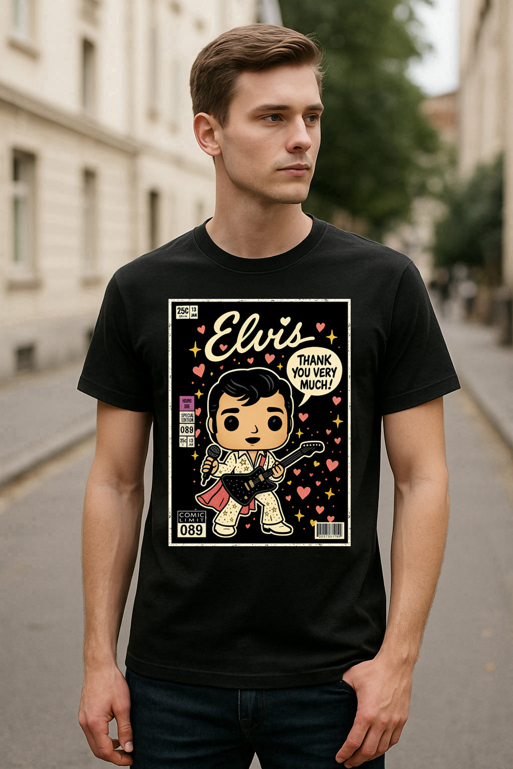 Elvis Presley Thank You Very Much Rock n Roll Funko Pop Style Unisex T-Shirt