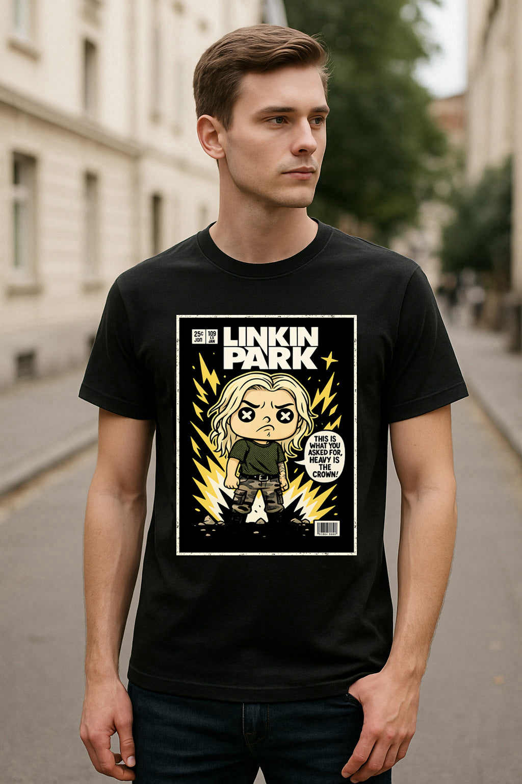 Linkin Park “Heavy Is the Crown” Unisex T-Shirt – Nu Metal Band Comic Edition Graphic Tee