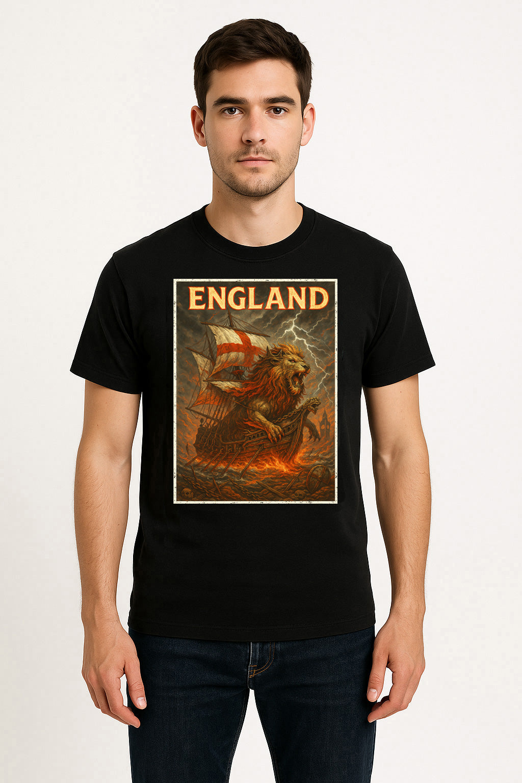 England Lion Ship Unisex T-Shirt Medieval Sailing British Warrior Tee