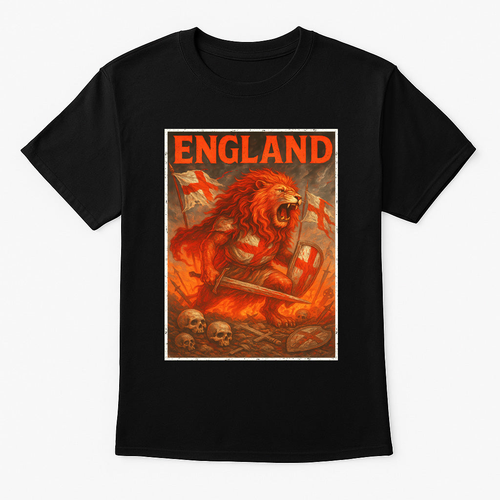 England Red Warrior Lion Unisex T-Shirt St George Battlefield Warrior Tee