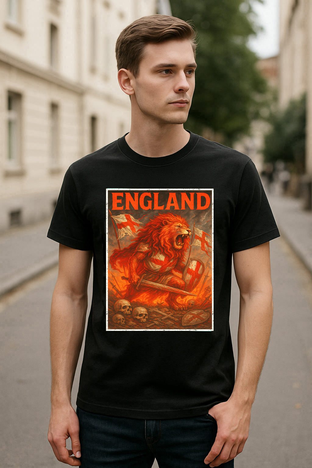 England Red Warrior Lion Unisex T-Shirt St George Battlefield Warrior Tee