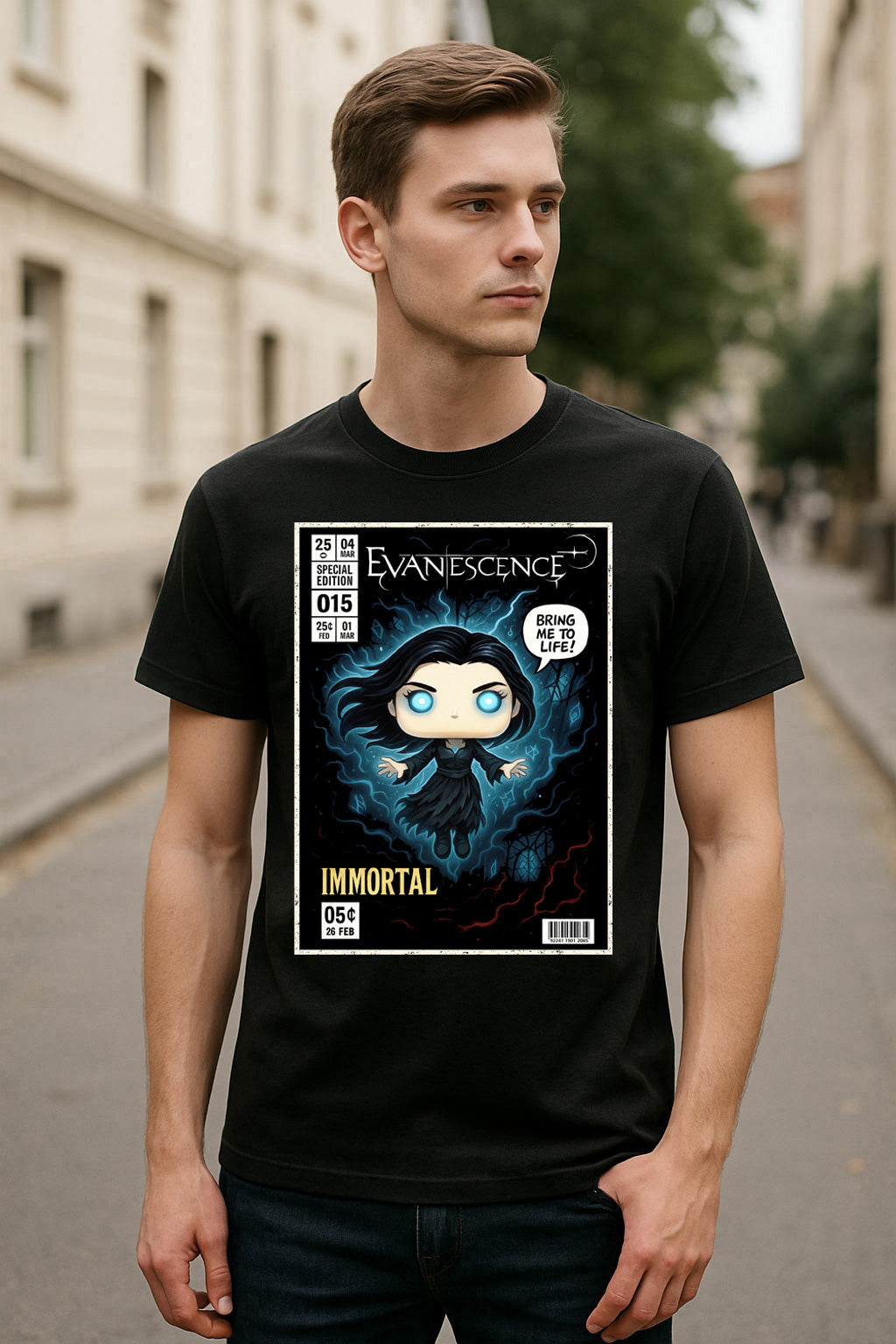 Evanescence Bring Me to Life Goth Rock Funko Pop Style Unisex T-Shirt