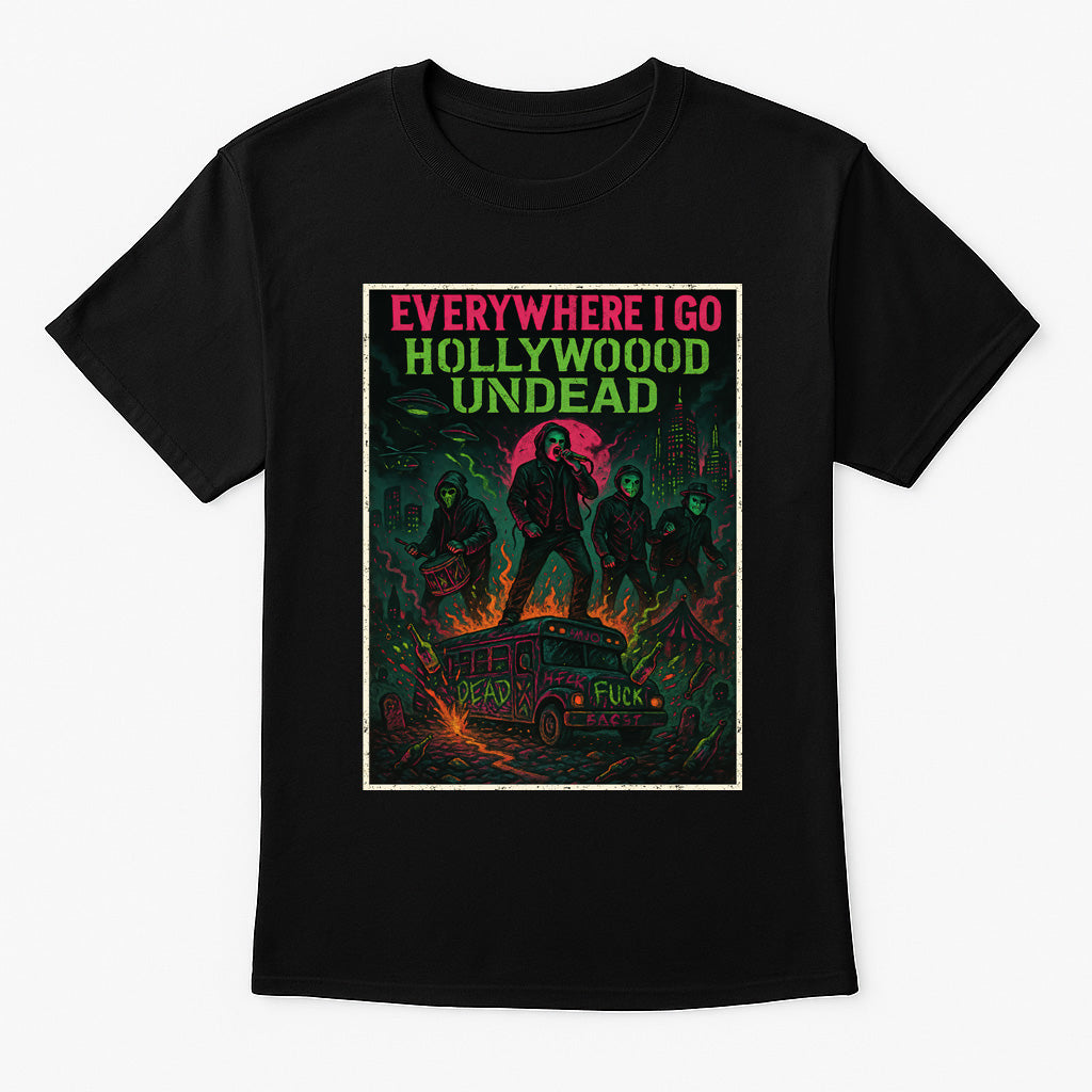 Hollywood Undead Everywhere I Go Unisex T-Shirt Rap Rock Band Merch Tee