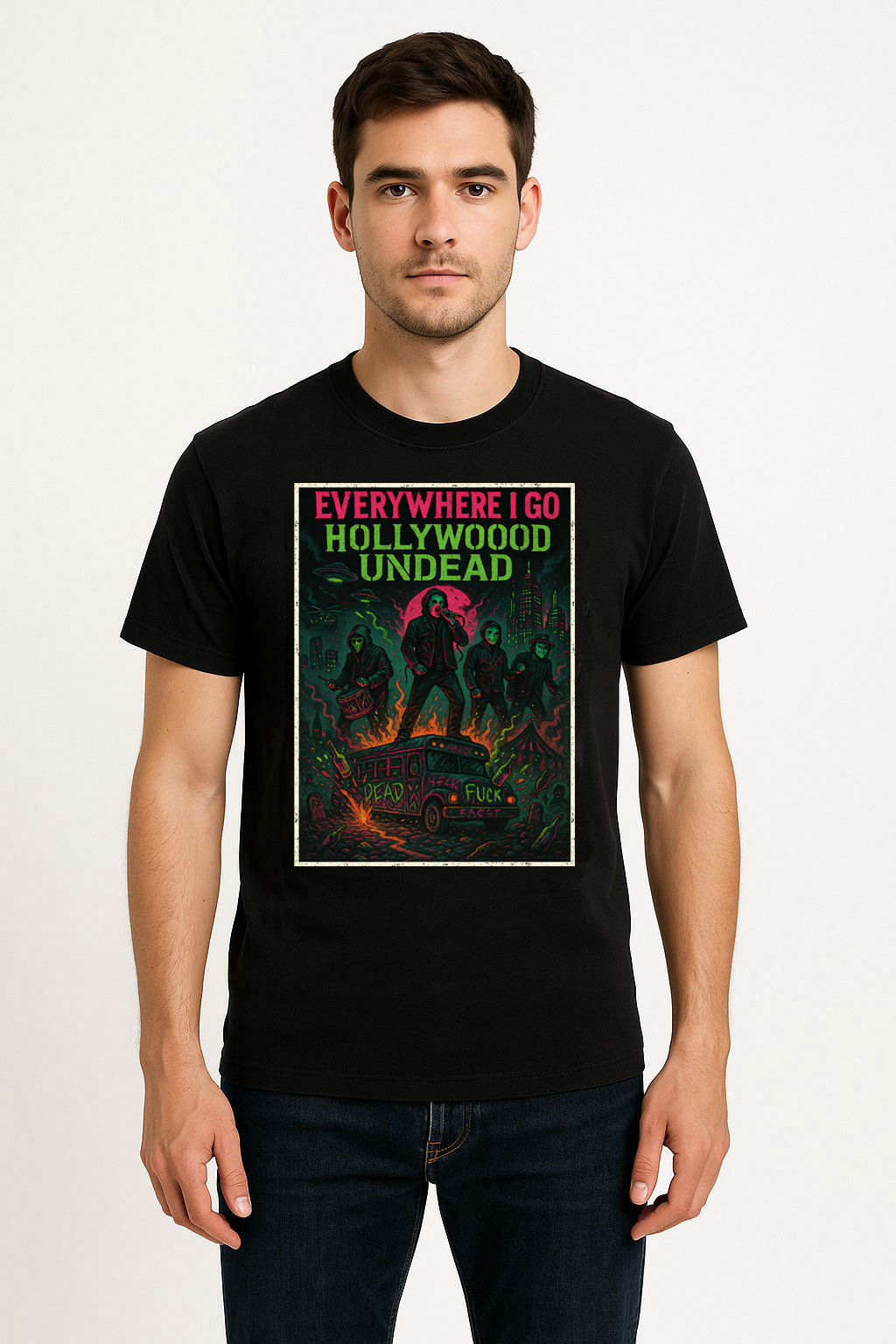 Hollywood Undead Everywhere I Go Unisex T-Shirt Rap Rock Band Merch Tee