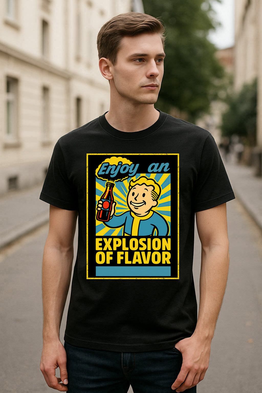 Fallout Nuka-Cola “Explosion of Flavor” Unisex T-Shirt – Retro Wasteland Beverage Tee