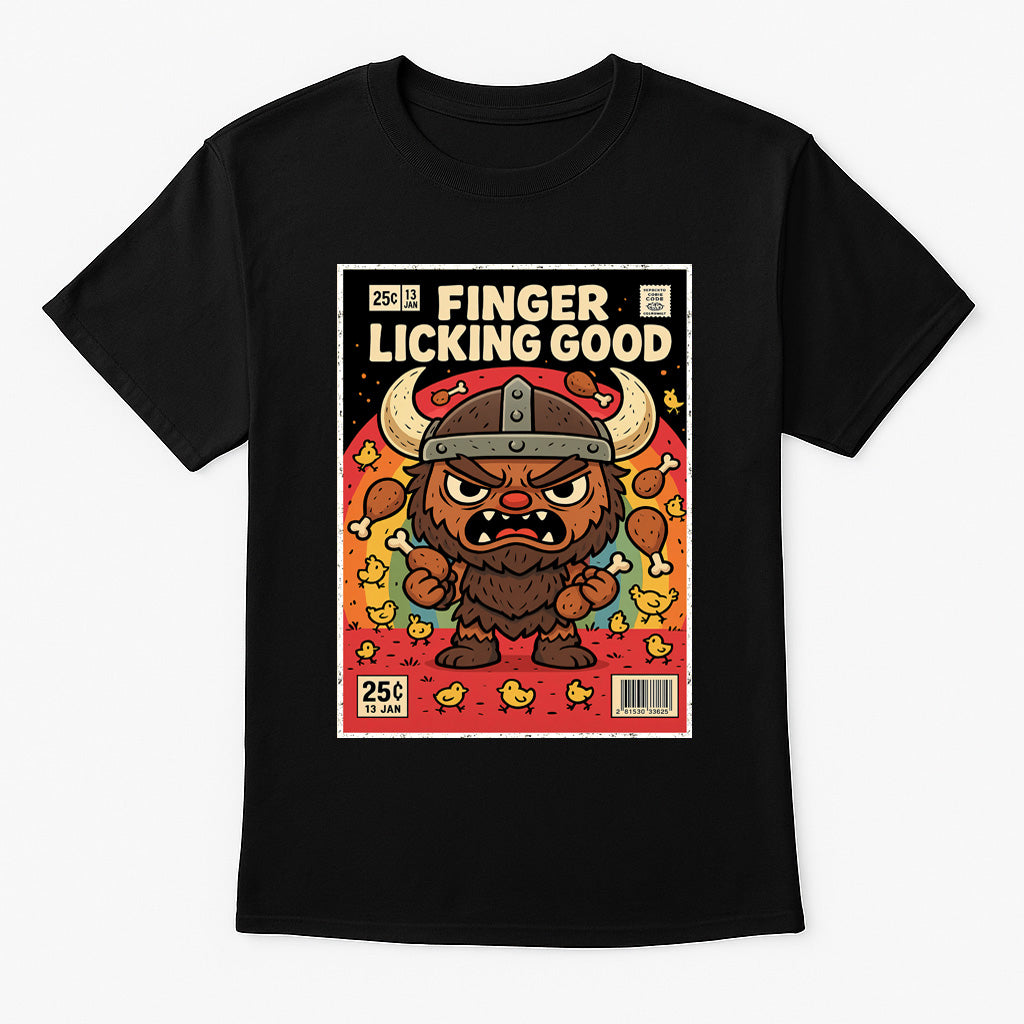Finger Licking Good Viking Unisex T-Shirt Funny Comic Norse KFC Chicken Tee