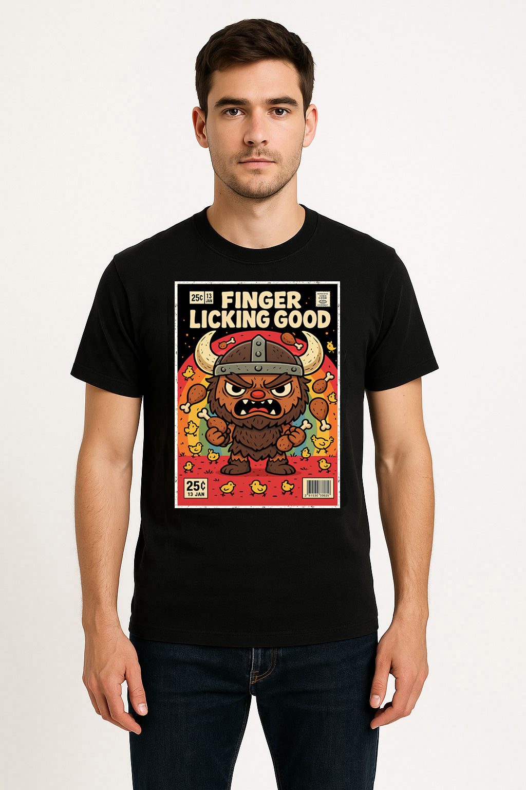 Finger Licking Good Viking Unisex T-Shirt Funny Comic Norse KFC Chicken Tee