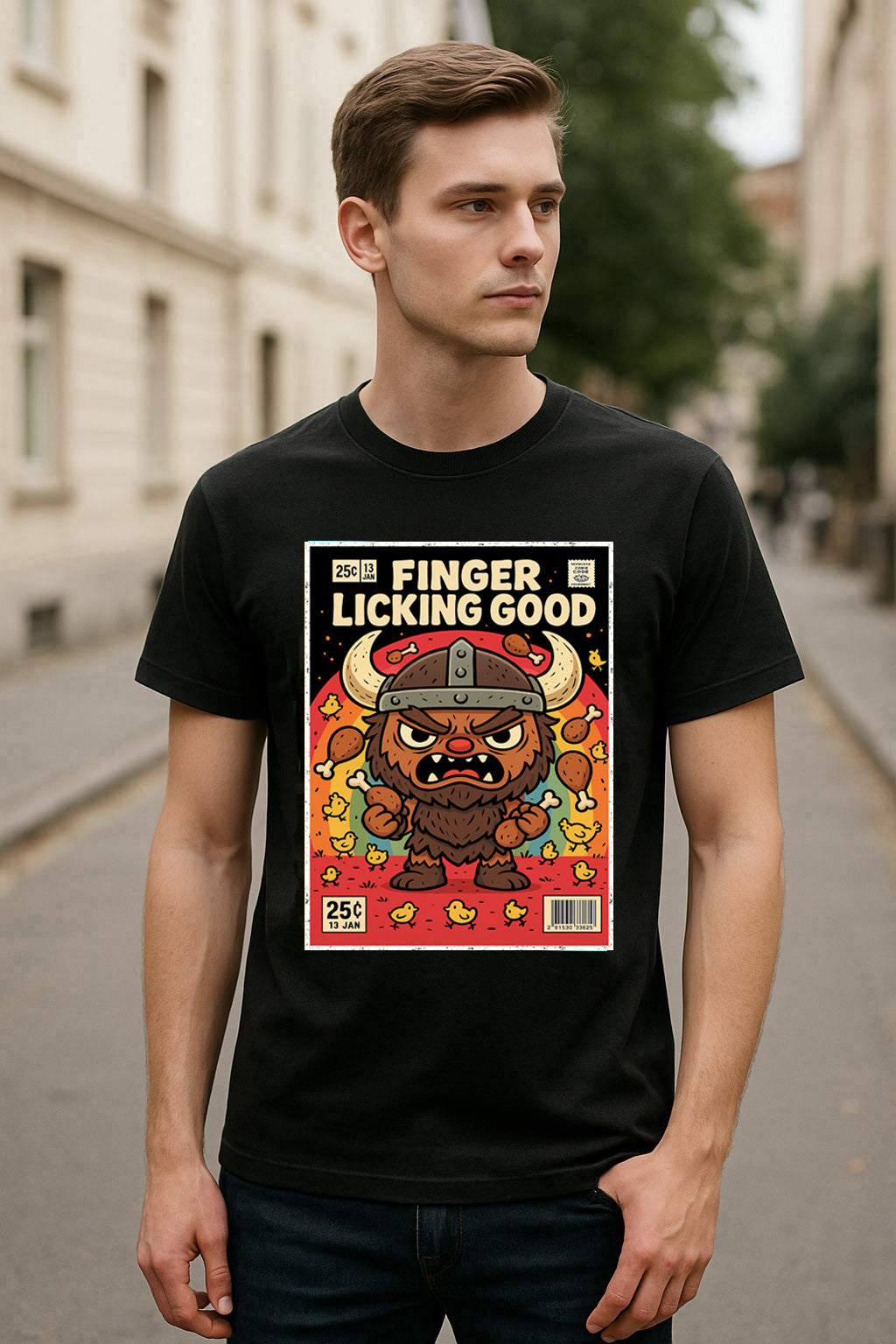 Finger Licking Good Viking Unisex T-Shirt Funny Comic Norse KFC Chicken Tee