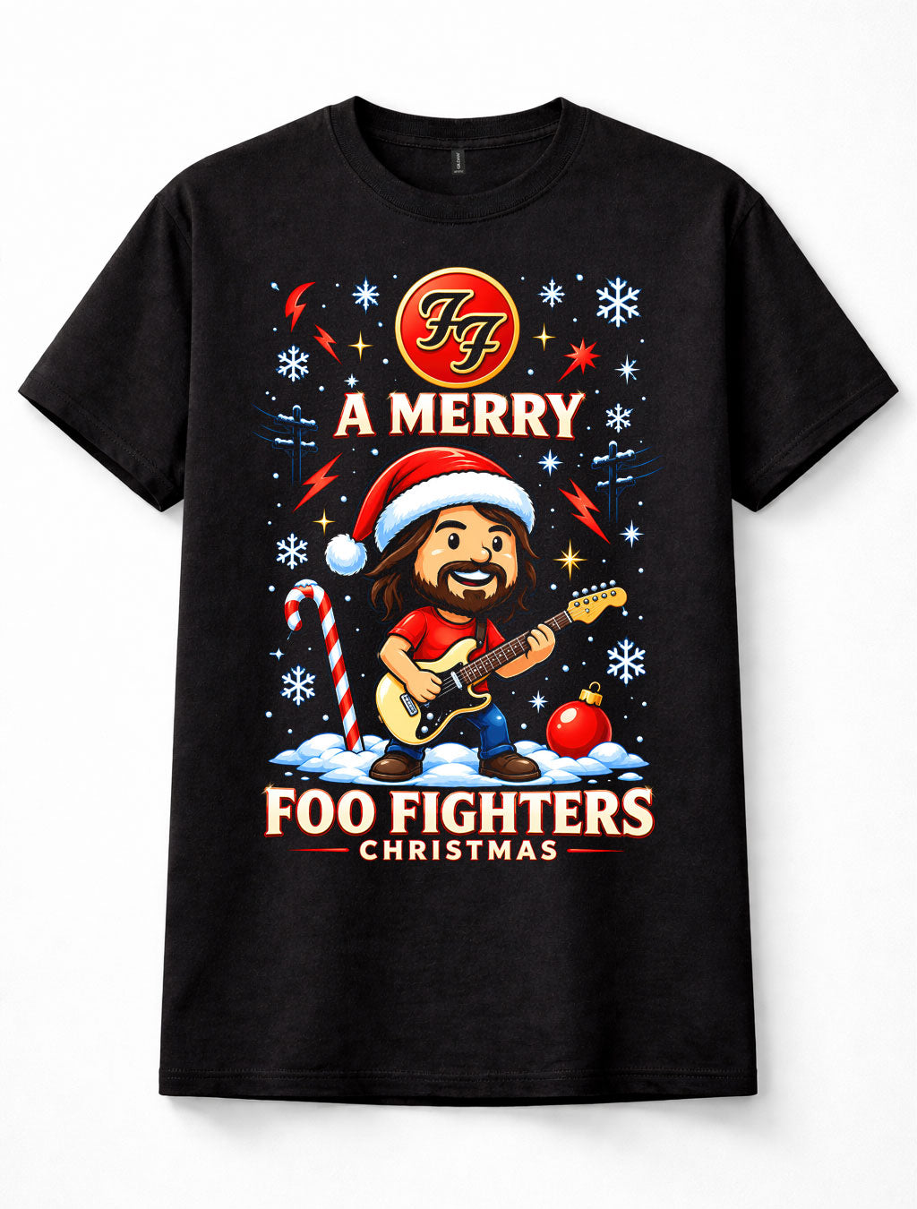 Foo Fighters Merry Christmas Rock Music Santa Guitar Festive Unisex T-Shirt