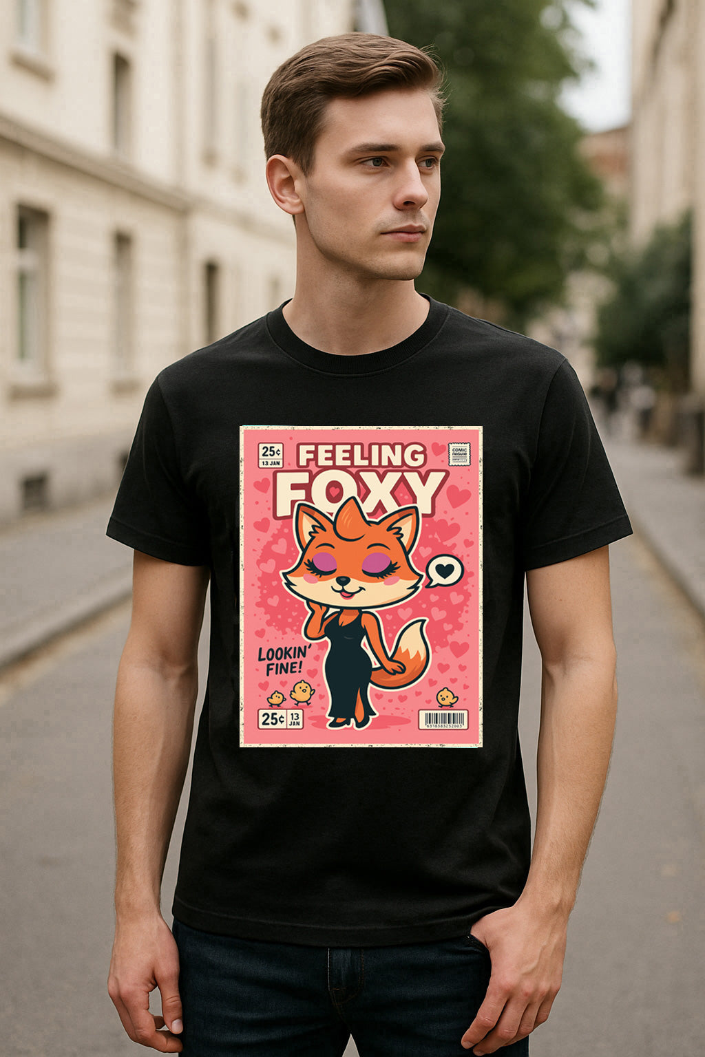 Feeling Foxy Unisex T-Shirt Cute Retro Comic Funny Animal Beauty Tee