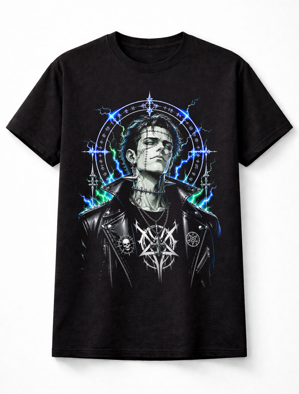 Frankenstein Anime Monster Gothic Horror Lightning Manga Unisex T-Shirt