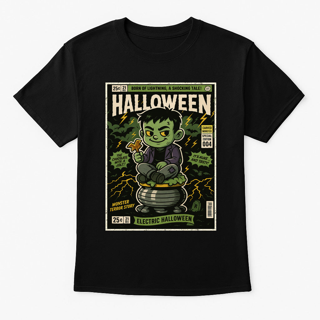 Electric Halloween Frankenstein Unisex T-Shirt Retro Monster Tee