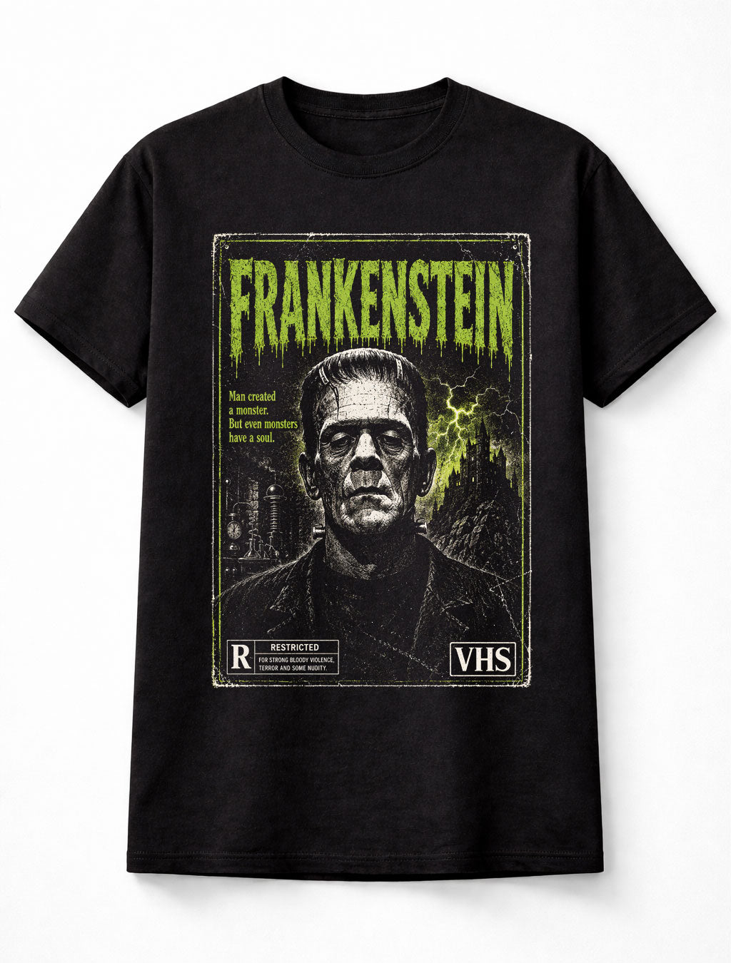Frankenstein Monster Gothic Classic Vintage Horror VHS Unisex T-Shirt