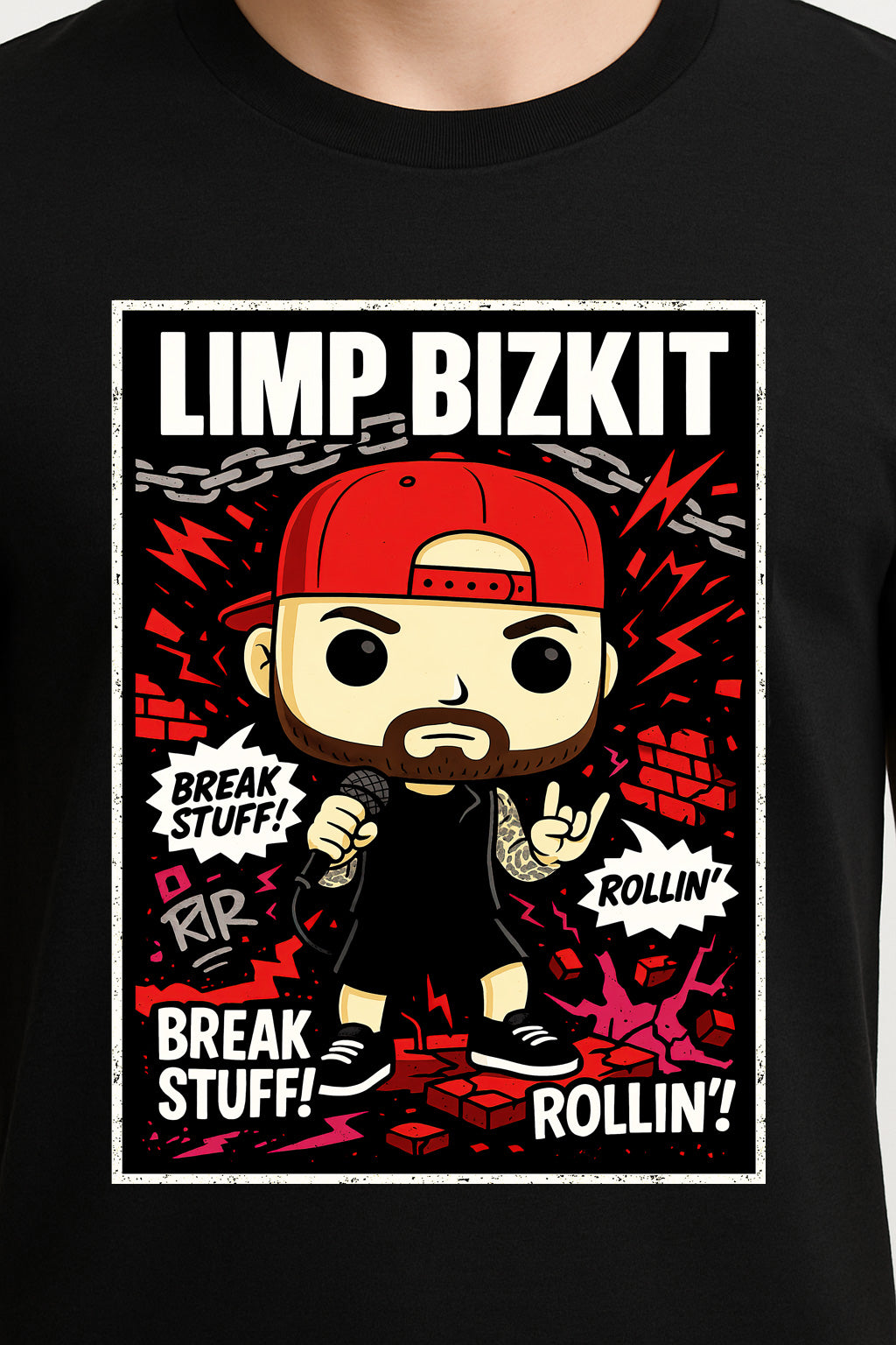 Limp Bizkit “Break Stuff” Unisex T-Shirt – Nu Metal Band Comic Edition Retro Pop Graphic Tee