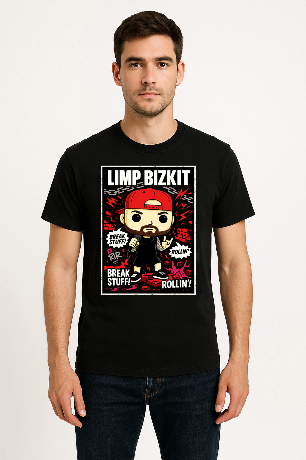 Limp Bizkit “Break Stuff” Unisex T-Shirt – Nu Metal Band Comic Edition Retro Pop Graphic Tee