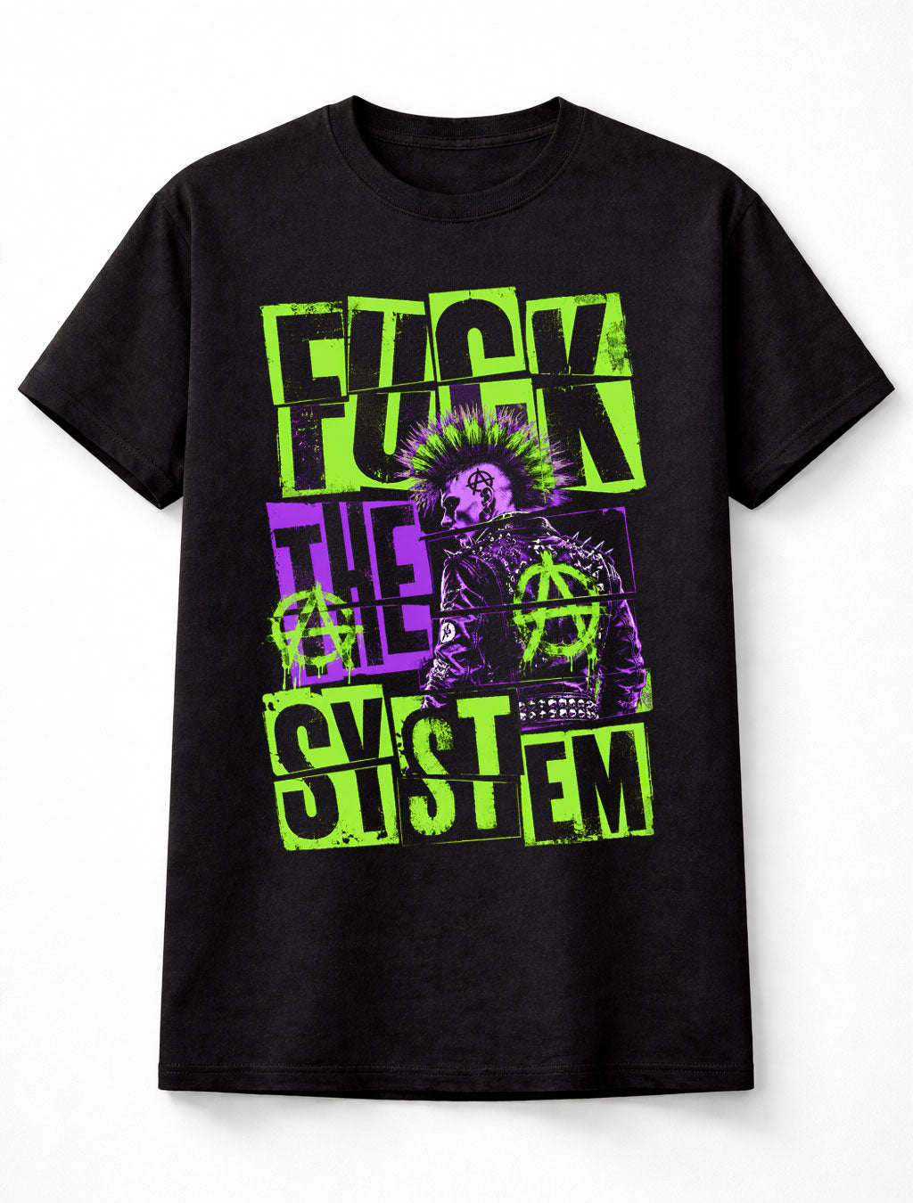 Fuck The System Punk Rock Mohawk Anarchy Rebel Unisex T-Shirt