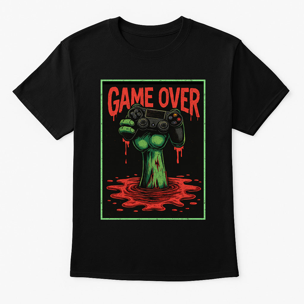 Game Over Unisex T-Shirt – Zombie Gamer Undead Horror Video Game Graphic Tee