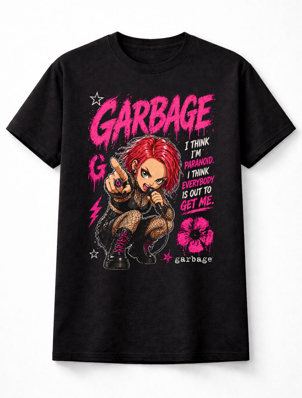Garbage Shirley Manson Alternative Rock Band Graphic T-Shirt I Think Im Paranoid Lyrics 90s Music Fan Grunge Pop Tee Adult & Kids Unisex T-Shirt