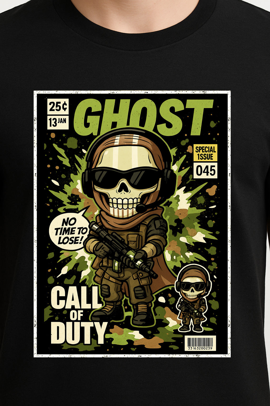 Call of Duty Ghost Unisex Comic T-Shirt – Tactical Skull Operator Military Gamer Tee
