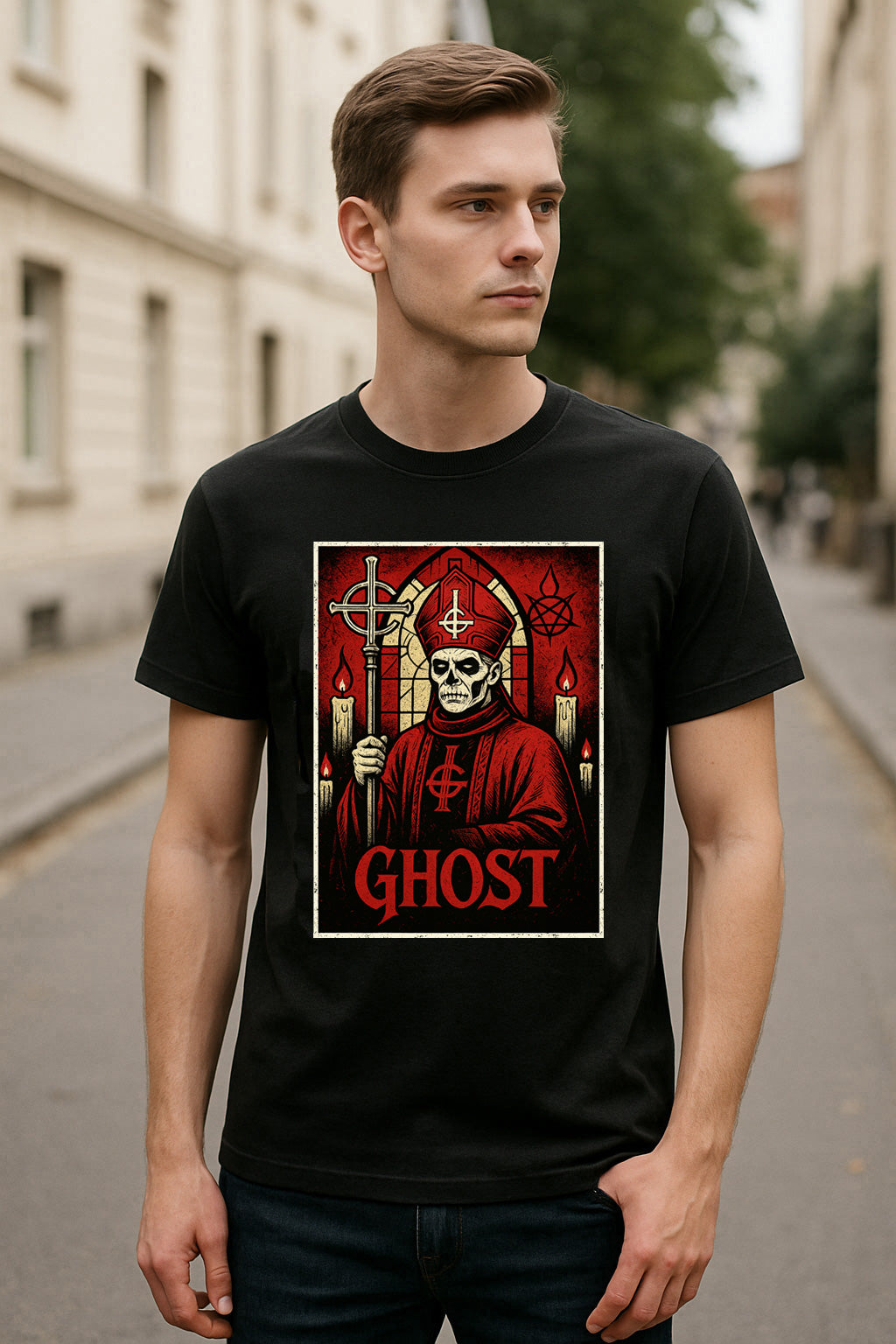 Ghost Papa Emeritus Unisex T-Shirt – Cardinal of Doom Heavy Metal Band Graphic Tee