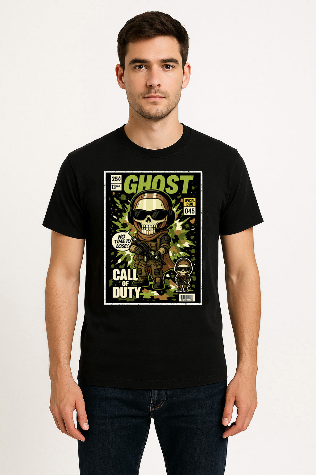 Call of Duty Ghost Unisex Comic T-Shirt – Tactical Skull Operator Military Gamer Tee