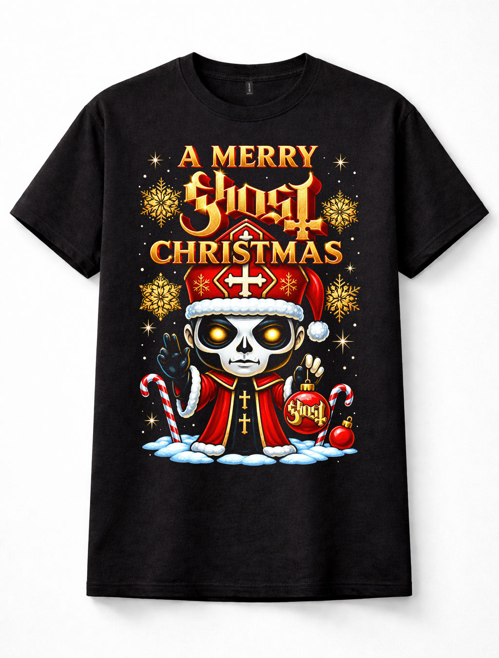 Ghost Merry Christmas Rock Metal Santa Gothic Festive Unisex T-Shirt