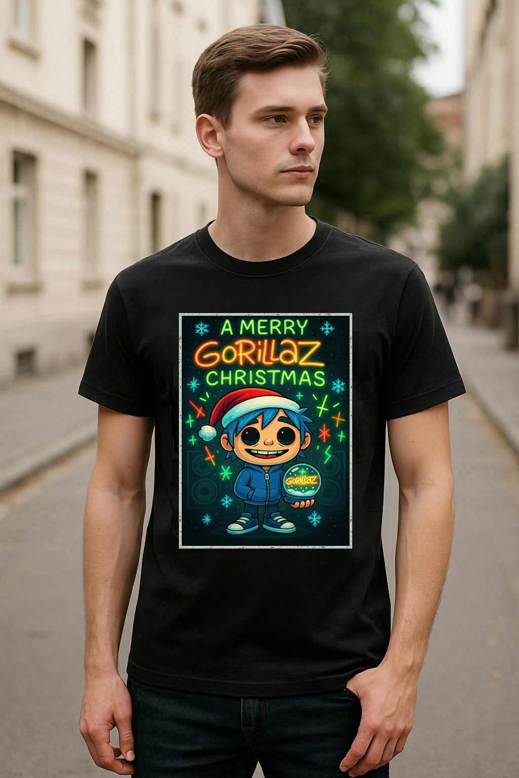 Gorillaz Merry Christmas Cartoon Band Unisex Christmas T-Shirt or Hoodie