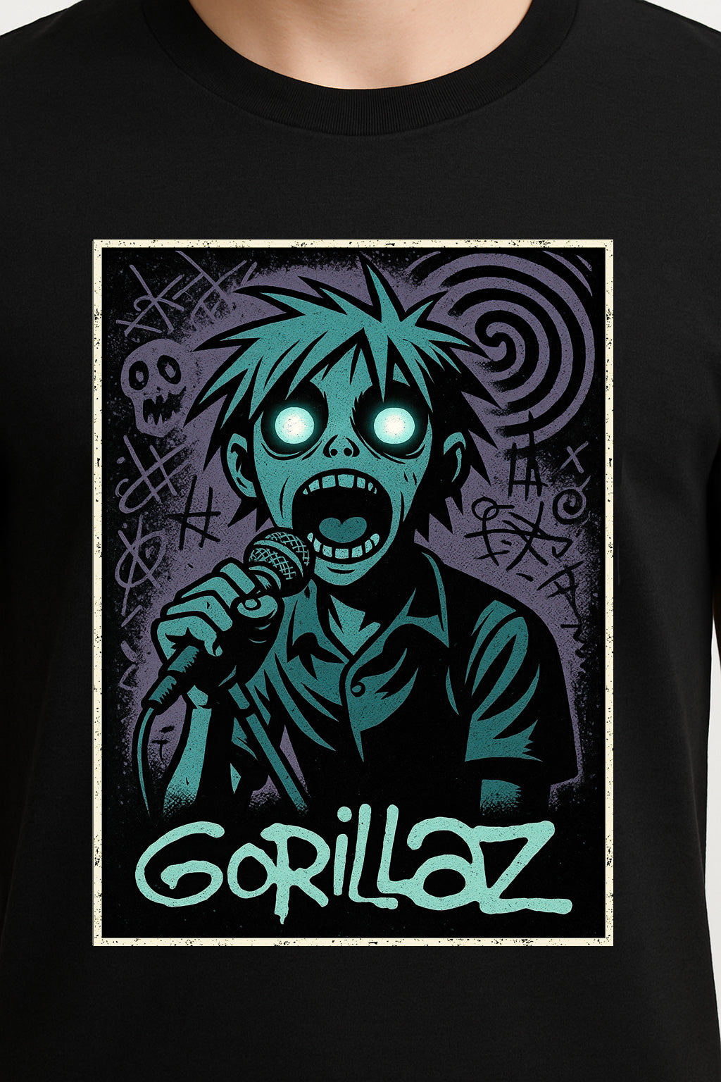Gorillaz 2D Comic Art Unisex T-Shirt – Glow Eyes Design Classic Band Graphic Tee
