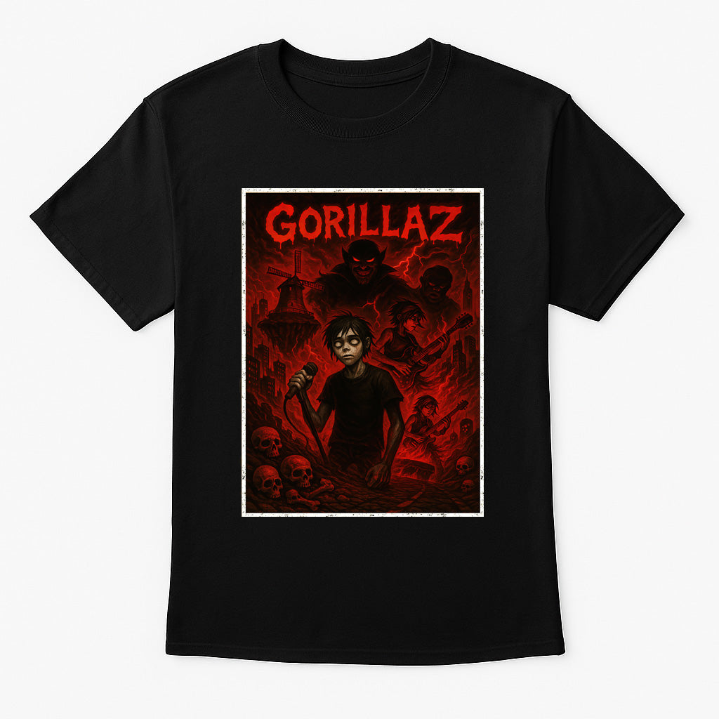 Gorillaz “Demon Days” Unisex T-Shirt – Dark Concept Album Tribute Virtual Band Graphic Tee