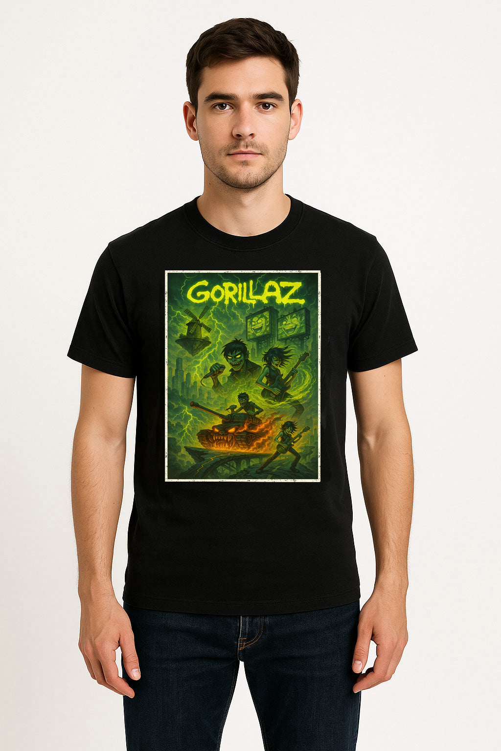 Gorillaz “Green Apocalypse” Unisex T-Shirt – Iconic Virtual Band Animated Music Graphic Tee