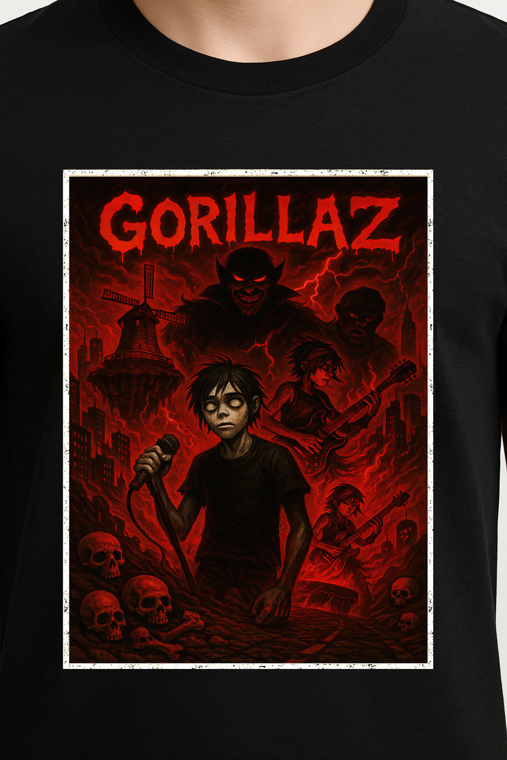 Gorillaz “Demon Days” Unisex T-Shirt – Dark Concept Album Tribute Virtual Band Graphic Tee