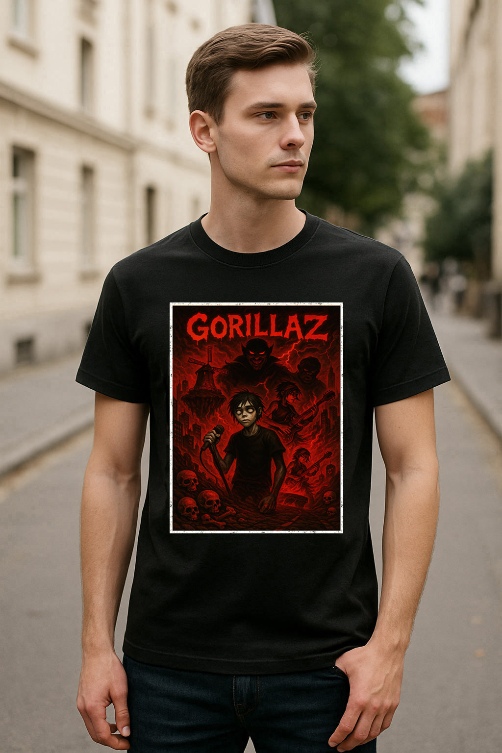 Gorillaz “Demon Days” Unisex T-Shirt – Dark Concept Album Tribute Virtual Band Graphic Tee