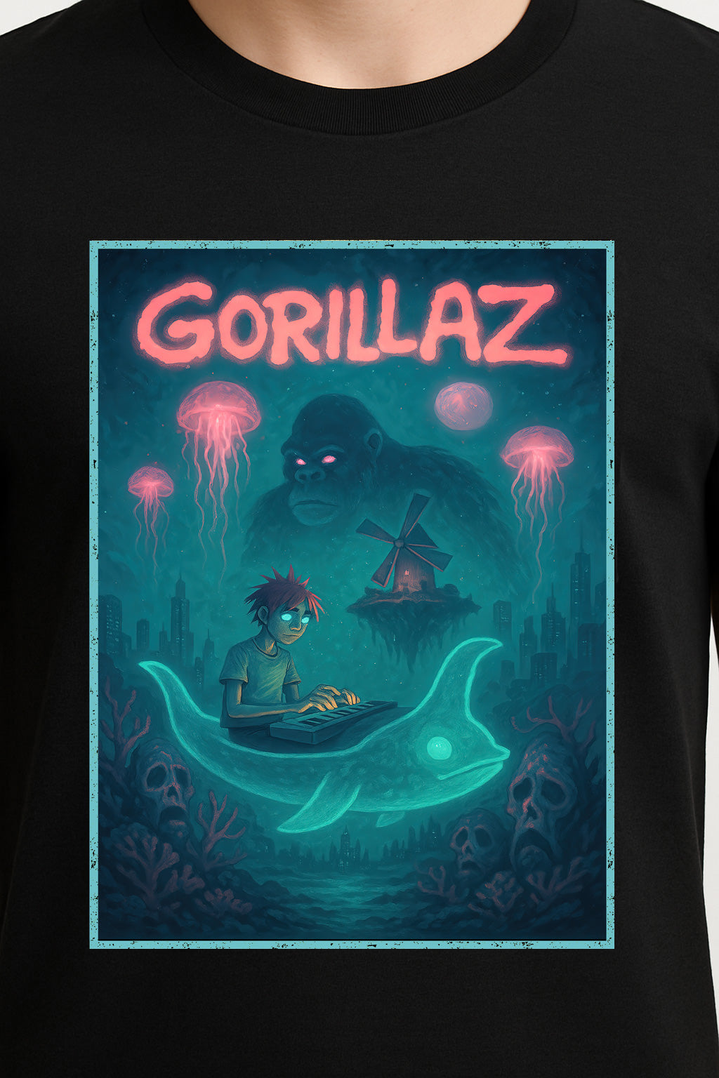 Gorillaz “Underwater World” Unisex T-Shirt – Surreal Music Art Virtual Band Graphic Tee