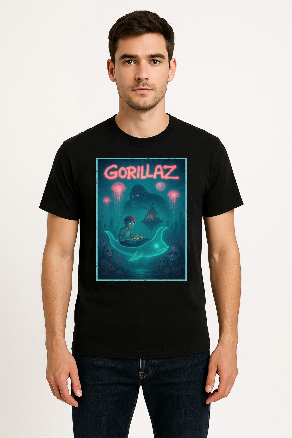 Gorillaz “Underwater World” Unisex T-Shirt – Surreal Music Art Virtual Band Graphic Tee